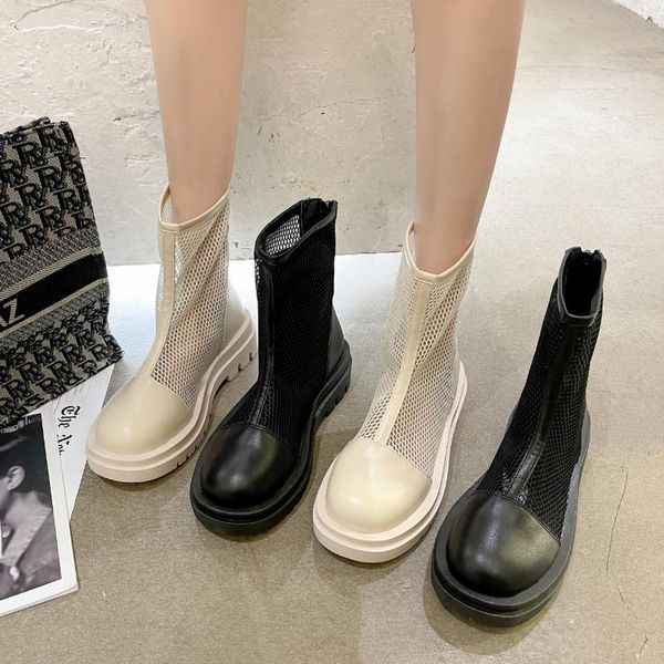 

designer women shoes 2021 summer mesh platform boots comfortable black beige gothic soft flat