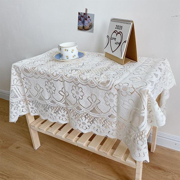 

table cloth 1pc vintage white lace wedding party decor hollow floral rectangular tablecloth dining cover