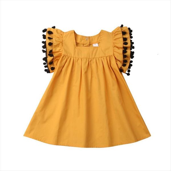 

toddler kid baby girl summer dresses clothing party pageant sleeveless tassel sundress princess clothes 1 6t, Red;yellow