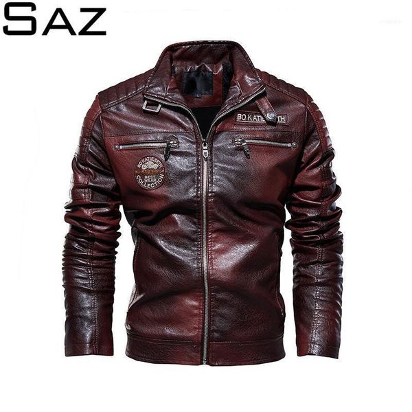 

men's jackets saz mens leather casual jacket biker coats european windbreaker genuine jacket1, Black;brown