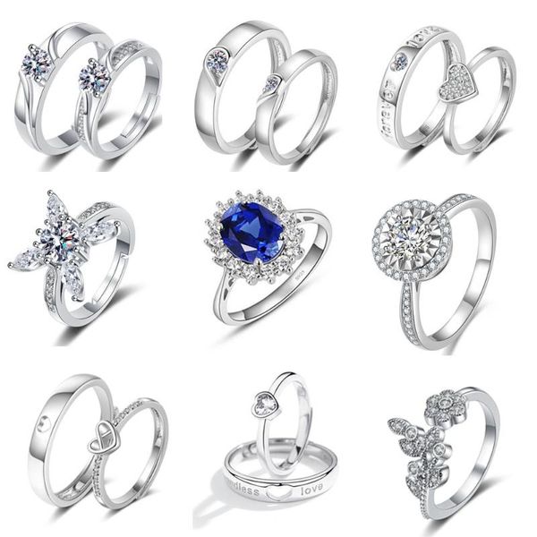 

wedding rings 2021 silver 925 girl heart horse eye zircon ring female selling fashion temperament opening adjustment jewelry, Slivery;golden