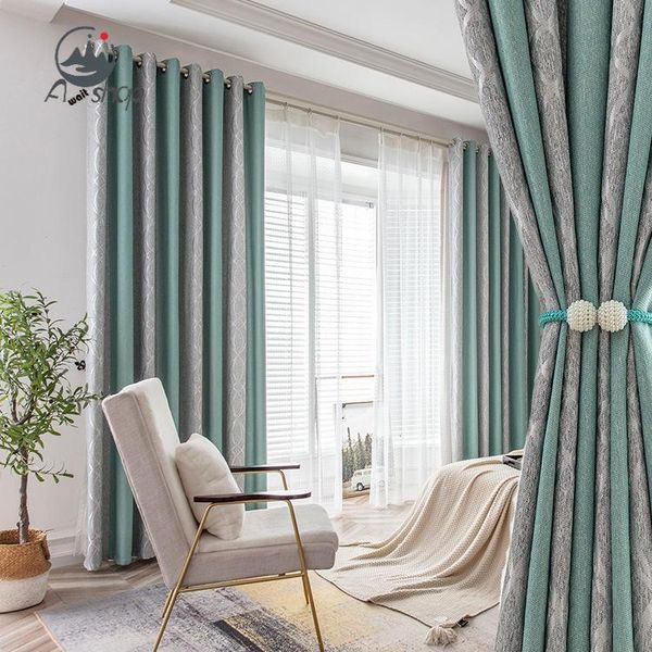 

curtain & drapes nordic yarn-dyed jacquard seamless stitching mute shading insulation customization curtains for living dining room bedroom