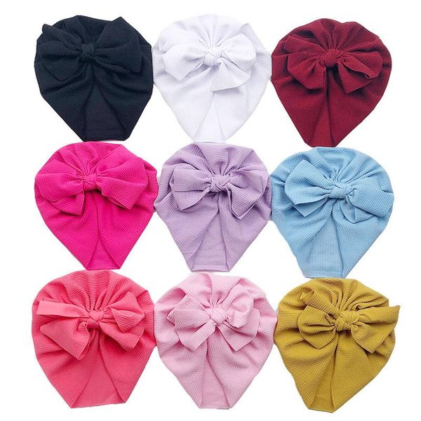 

caps & hats cute bows baby girl hat big bowknot knotted born toddler winter autumn turban cap beanies children bonnet, Yellow