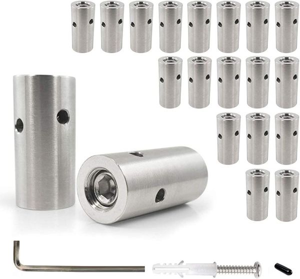 

20pcs climbing plants stainless steel cross clamps green wall wire trellis hubs kits for 1/8" rope cable garden vines fencing, & gates