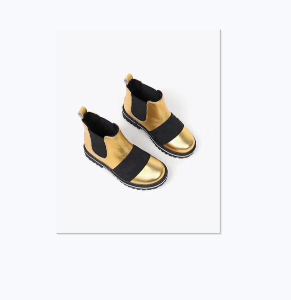 

boots 2021 autumn and winter high-end fashion brand black gold cuff zhongbang shoes for girls sizes 26 to 35, Black;grey