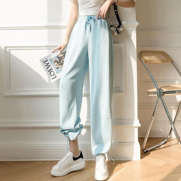 

women's pants & capris loose high waist blue drawstring sweatpants women harem bottom drop mujer pantalones plus size autumn casual wil, Black;white