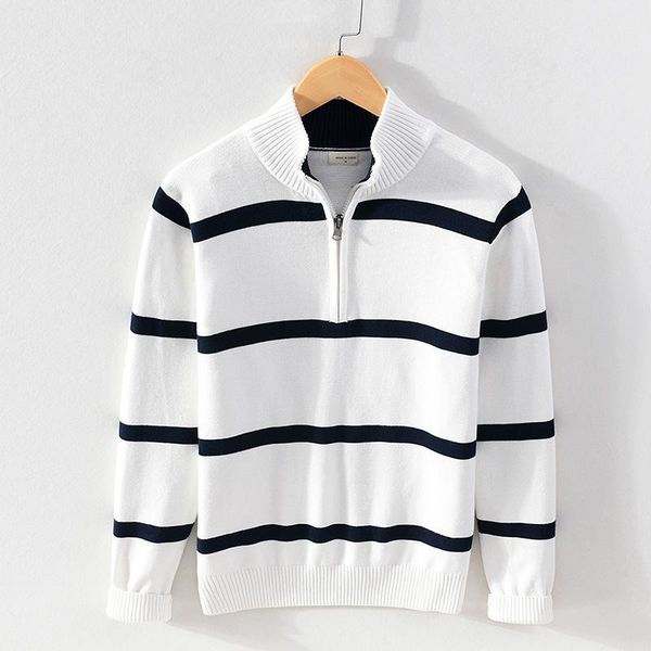 

men's sweaters 2021 classic striped sweater, White;black