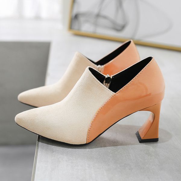 

2022 platform heels branded pumps african woman shoe pointed wedge anti skid sandals latest fashion burgundy casual toe bei, Black