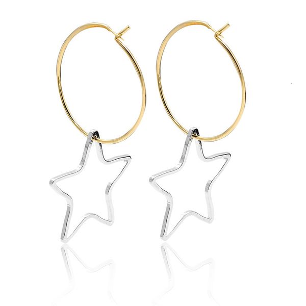 

simple earrings geometric pentagram triangle pendant circle earrings fashion temperament square earrings, Silver