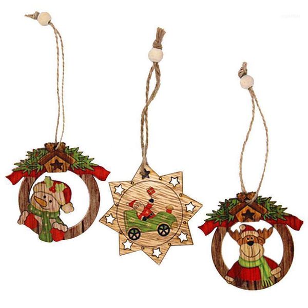 

christmas decorations 3pcs x wood snowman deer tree hanging ornament craft decor1
