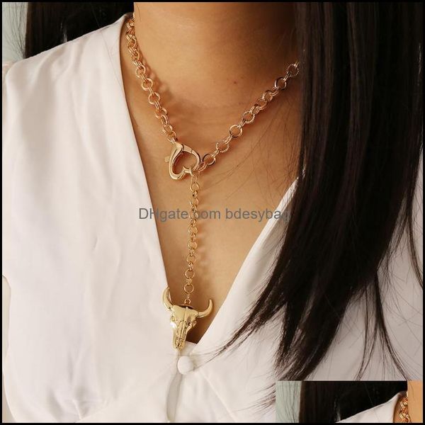 

pendant & pendants jewelrypendant necklaces punk metal chain bohemian simple love bl head gold necklace fashion design clavicle ladies drop, Silver