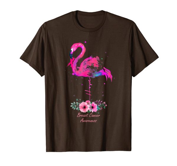 

flamingo hope flower breast cancer awareness t shirt, White;black