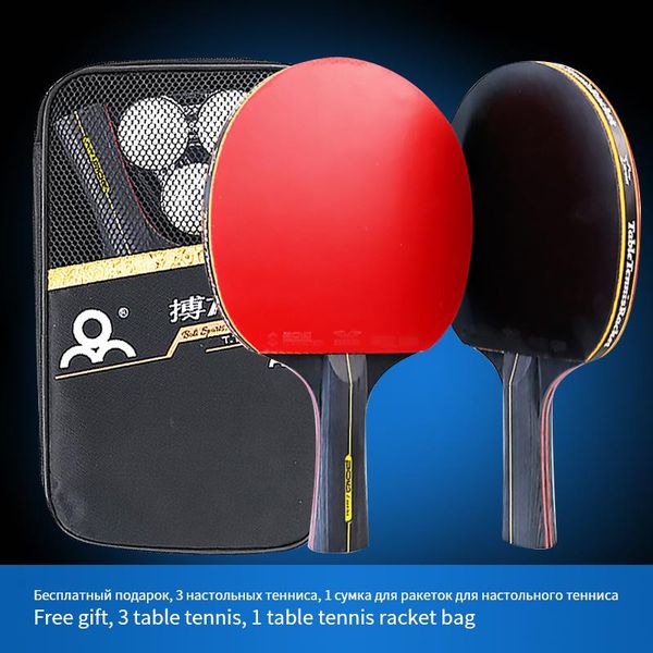 

gift, 3 table tennis 1 racket bag, 6 star short long handle club training professional raquets