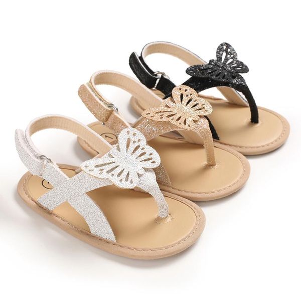 

sandals butterfly baby shiny princess girls shoes pu non slip soft sole casual, Black;red