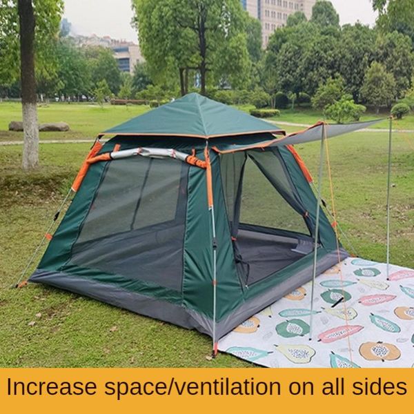 

tents and shelters outdoor automatic quick opening rainproof, mosquito, breathable multi-person beach camping four-sided tent awning