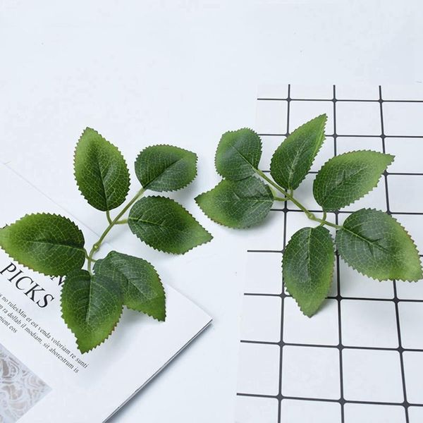 

10pcs flowers artificial rose leaves silk green leaf christmas home decorations wreaths fake plants bridal accessories decorative &
