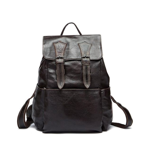 

backpack genuine leather men fashion school ipad document backpacks zipper man men's travel bag 2021