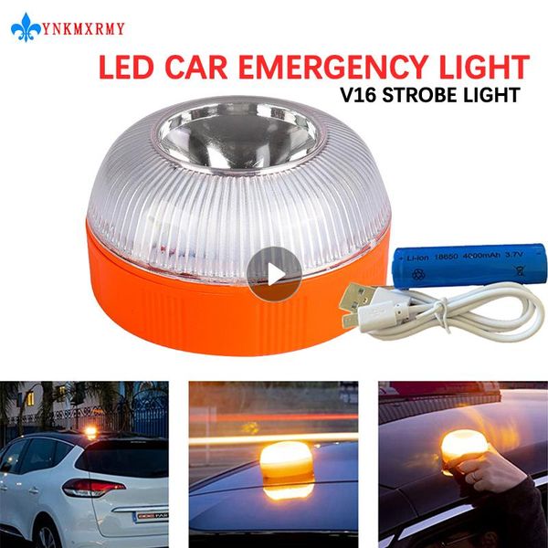 

emergency lights v16 rechargeable led car light magnetic induction strobe road accident lamp beacon safety accessory