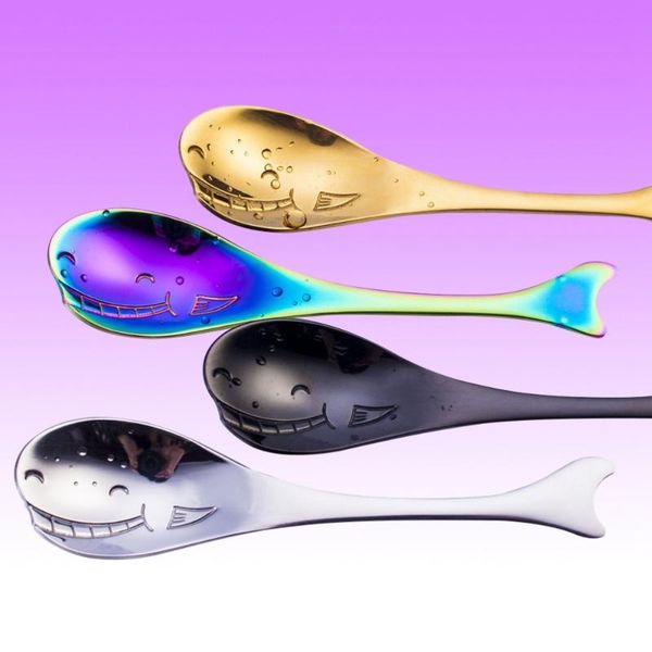 

spoons 4pcs stainless steel soup spoon cartoon whale shape coffee stirring