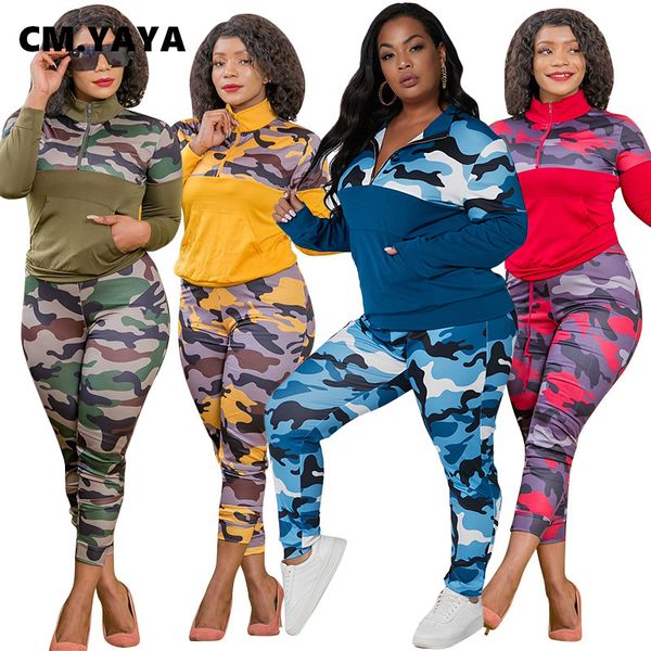 

plus size s-5xl camouflage patchwork womens set sweatshirt legging pants matching set trasuit fitness two piece setby air, White