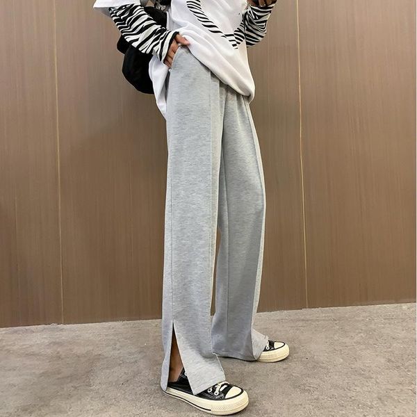 

women's pants & capris cotton solid white sweatpants for women sportswear joggers oversized trousers 2021 korean wide leg high waisted, Black;white