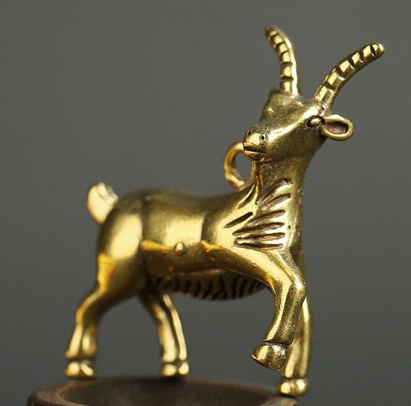 

chinese copper brass zodiac sheep small fengshui statue pendant decorative objects & figurines