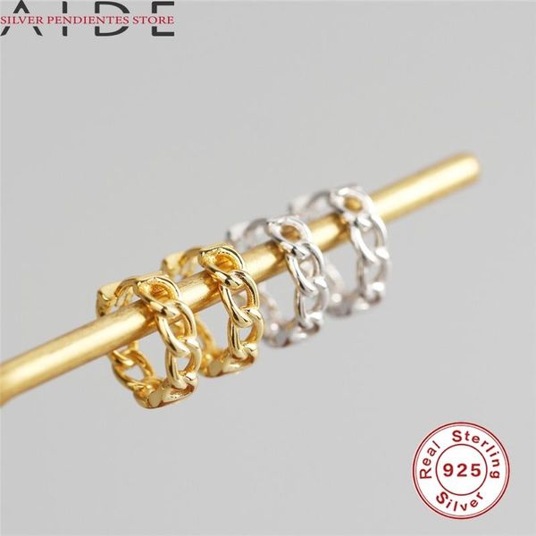 

hoop & huggie aide 925 sterling silver chain hollow out earring for women gold piercing hoops earrings jewelry wholesale aretes de mujer, Golden;silver