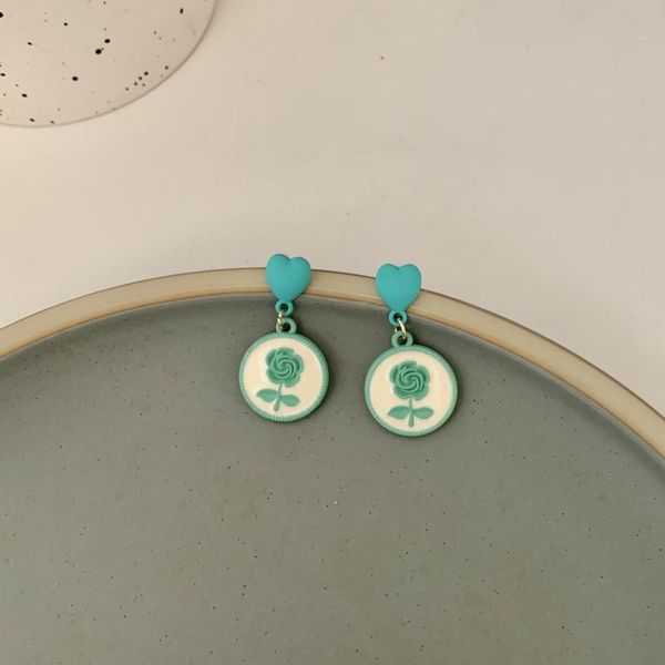 

stud summer small fresh and lovely refreshing fruit green love flower round earrings personality temperament ear, Golden;silver
