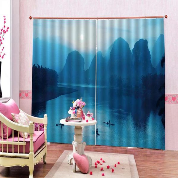 

curtain & drapes beautiful po fashion customized 3d curtains blue landscape decoration