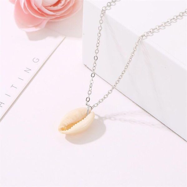 

chains fashion jewelry ethnic style single layer natural shell necklace simple ocean beach personality clavicle chain, Silver