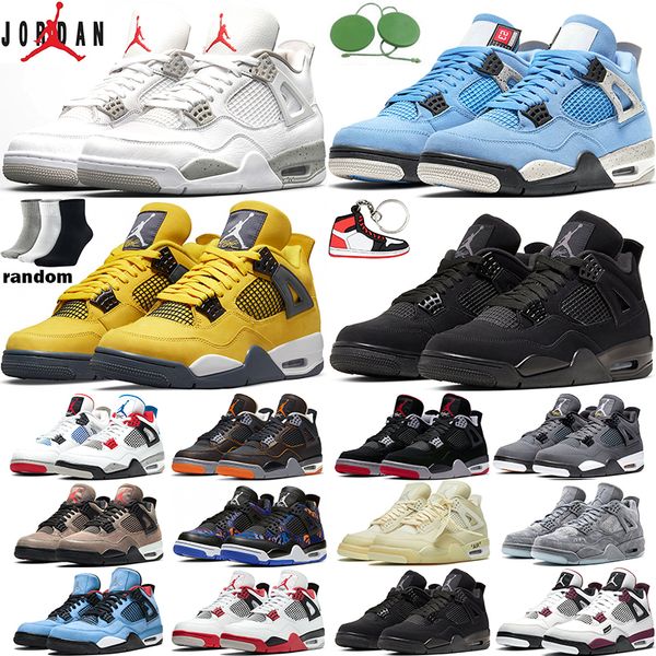 

jumpman 4s 4 white oreo university blue basketball shoes shimmer black cat what the taupe haze sail fire red cactus jack sports sneakers men