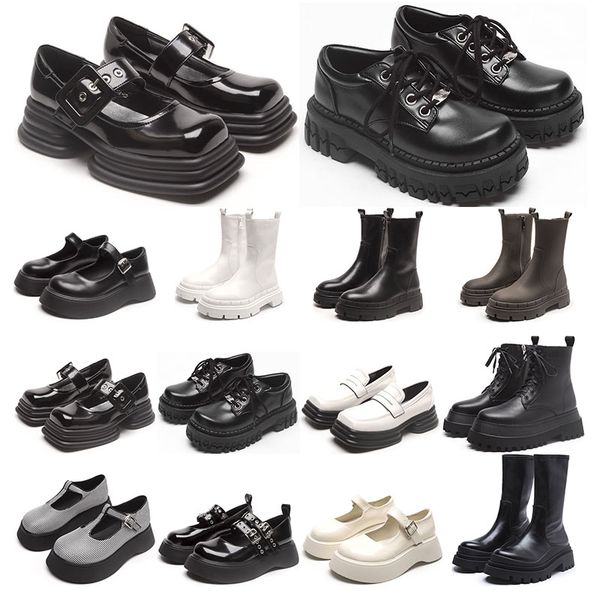 

triple womens summermartin outdoor boots black white pistachio frost platform ankle boot round toes increase size 5.5-8.5
