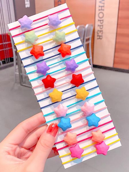 

hair accessories 20pcs/set girls cute bands cartoon scrunchies ponytail holder rubber band kids lovely headband fashion, Slivery;white