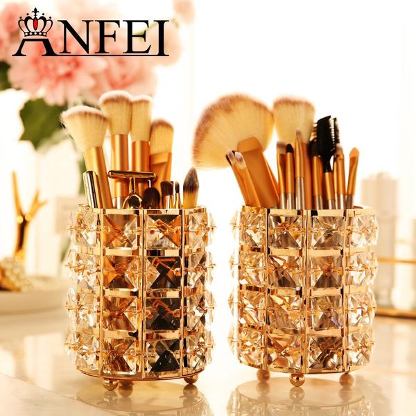 

storage boxes & bins anfei fashion gold crystal makeup brush bucket cosmetic box recommended atmospheric beauty b2221
