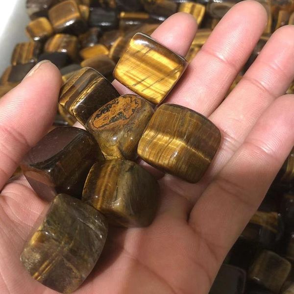 

natural yellow tiger eye stone square stone, beauty, beauty treatment healing decorative objects & figurines