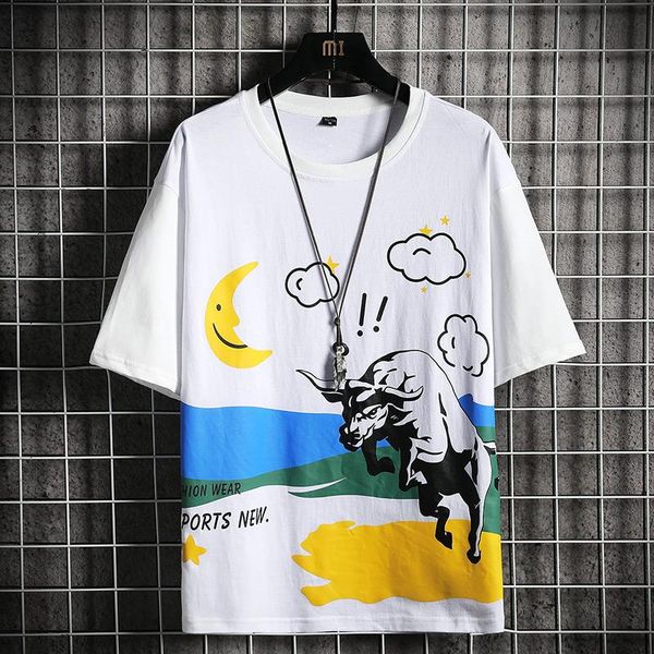 

men's t-shirts 2021 fashion casual sleeve brand short hip hop summer t-shirt breathable cotton, White;black