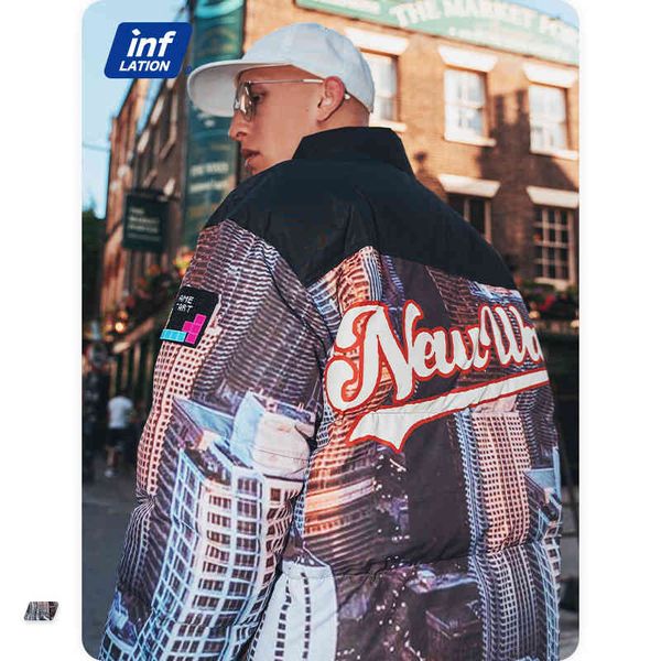 

inf menswear | 2021 autumn and winter 70 down jacket twisted urban digital printing thickened men, Black