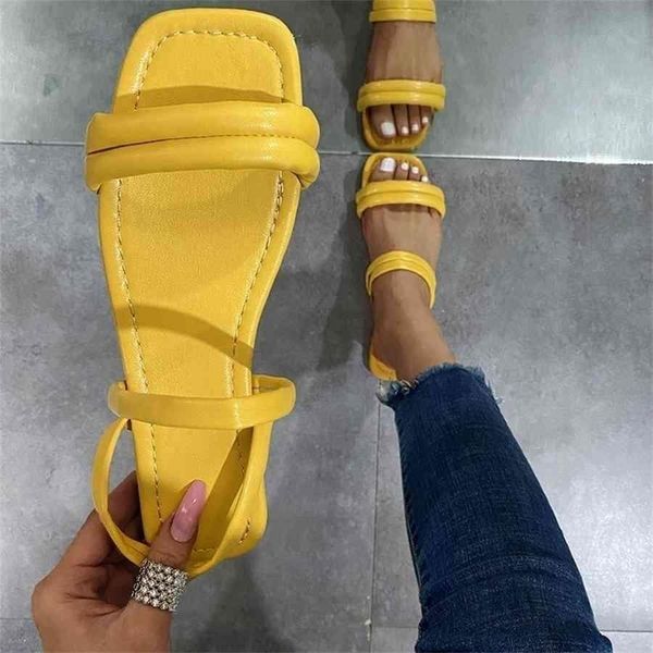 

women sandals 2021 brand fashion leather flat slippers sandals female ladies summer shoes luxury designers sandals for women wenshet, Black