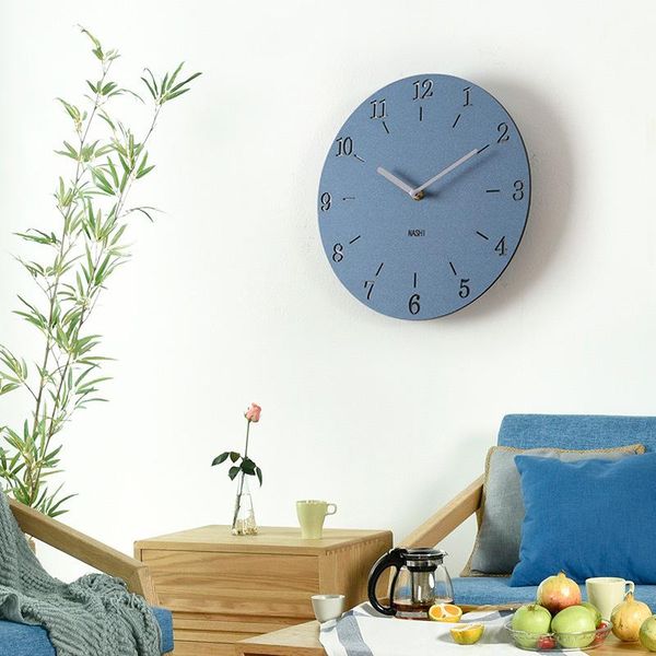 

wall clocks wooden mdf clock, simple modern silent non-ticking round quartz for home decor