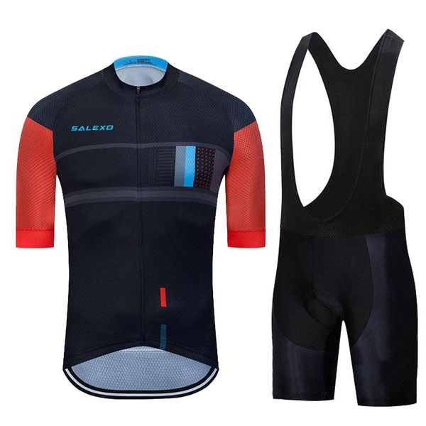 

pro cycling clothing men's summer road bike jersey set mtb team clothes short sleeve uniform triathlo ropa ciclismo racing sets, Black;blue
