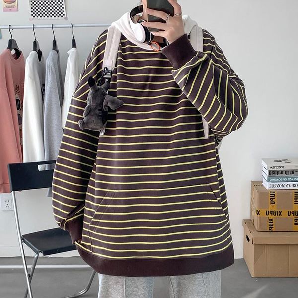 

men's hoodies & sweatshirts autumn striped fashion casual hooded sweatshirt men streetwear loose hip-hop pullover hoodie mens hoody lar, Black