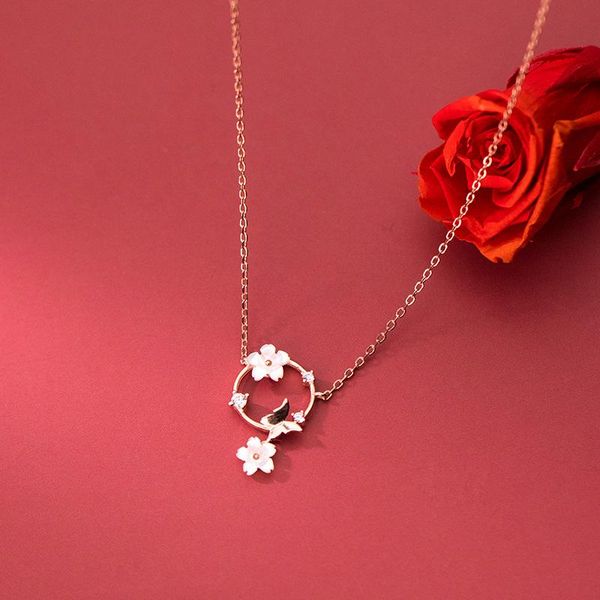 

chains solid 925 sterling silver necklace for women teen girls flower butterfly cute choker necklaces fashion jewelry 2021