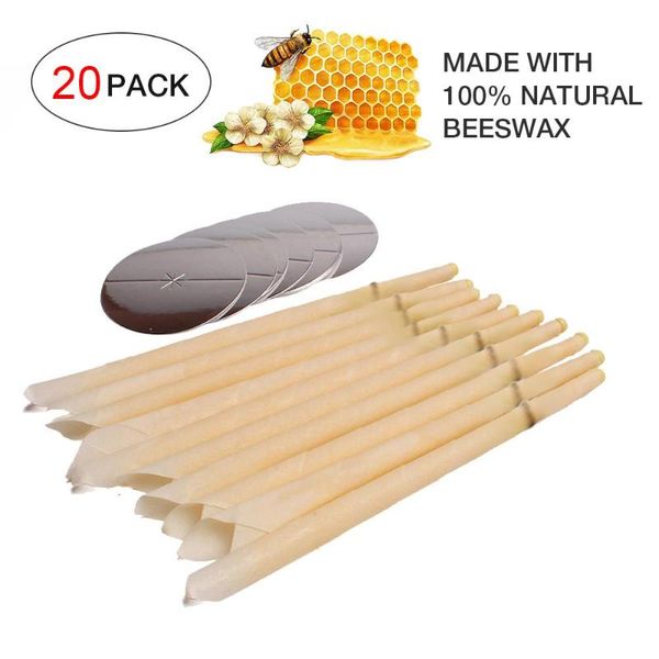 

20pcs ear candles wax clean removal natural beeswax propolis therapy fragrance candling cone candle relaxation