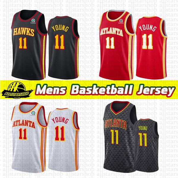 

men's basketball jerseys trae 11 young black basketball jerseys red black 2021, Black;red