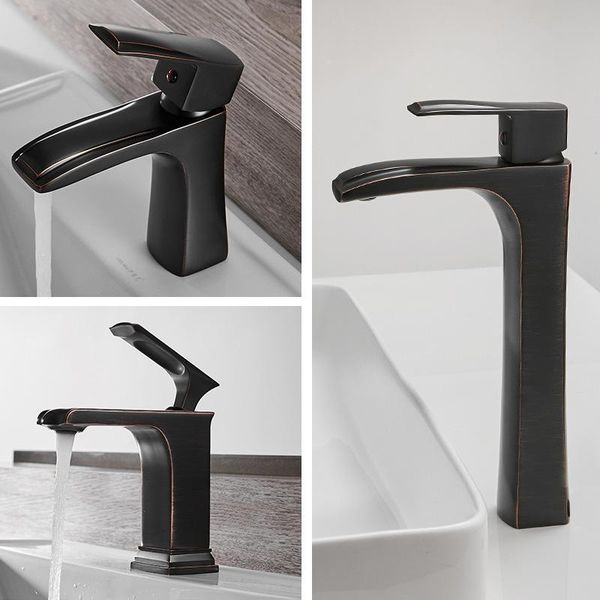 

and water european style basin faucet art stage waterfall black gold retro bathroom sink faucets