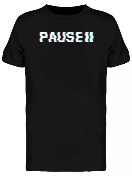 

glitch effect pause symbol logo men's tee -image by shutterstock, White;black