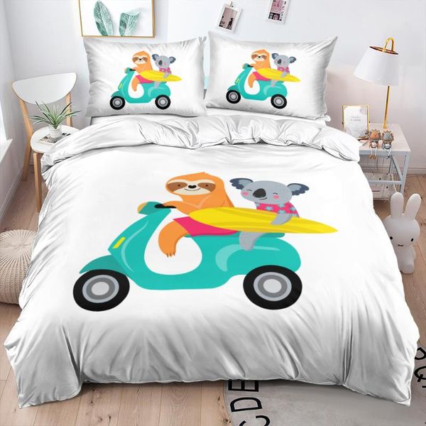 

bedding sets 3d custom design sloth pillow cottoms comforter cases twin king  double single size animal white bedclothes