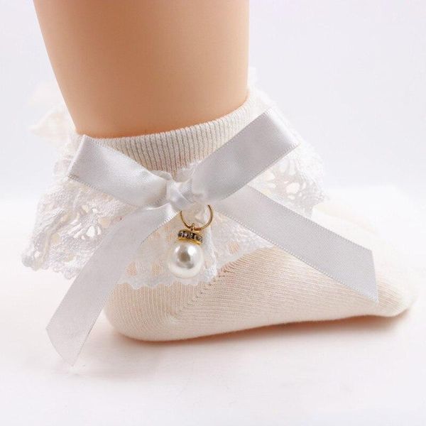 

lace ruffle princess bows socks children ankle short sock white pink grey black baby girls kids toddler spring summer autumn, Pink;yellow