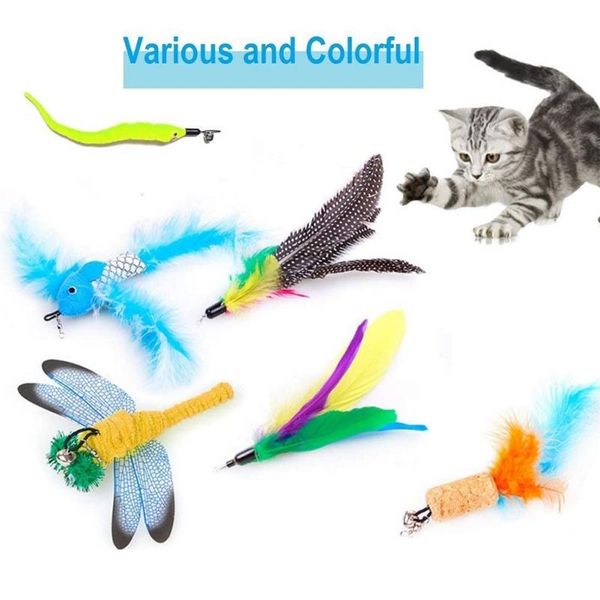 

cat toys interactive 8 pieces feather stick teaser toy set (double stick)