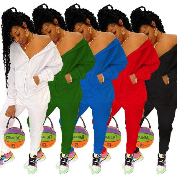 

women's tracksuits felyn 2021 arrival 2 pcs women set solid hooded long pants elastic autumn outfits, Gray